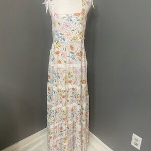 CROWN & IVY Long Maxi Floral Sundress Dress Milkmaid Tiered Lace Smocked XL